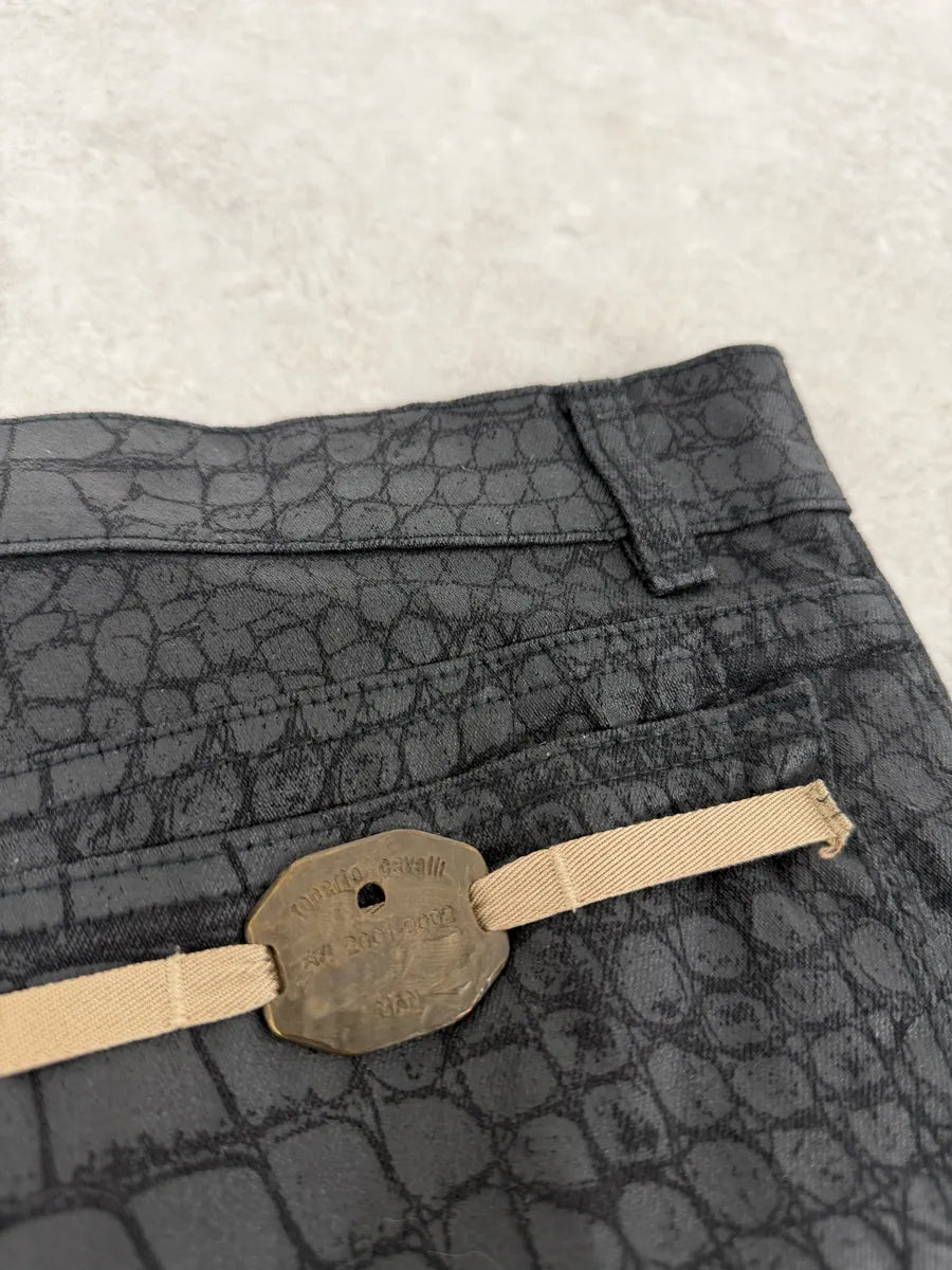 2000s Roberto Cavalli Black Crocodile Effect Obscure Pants rCuSfjL 10