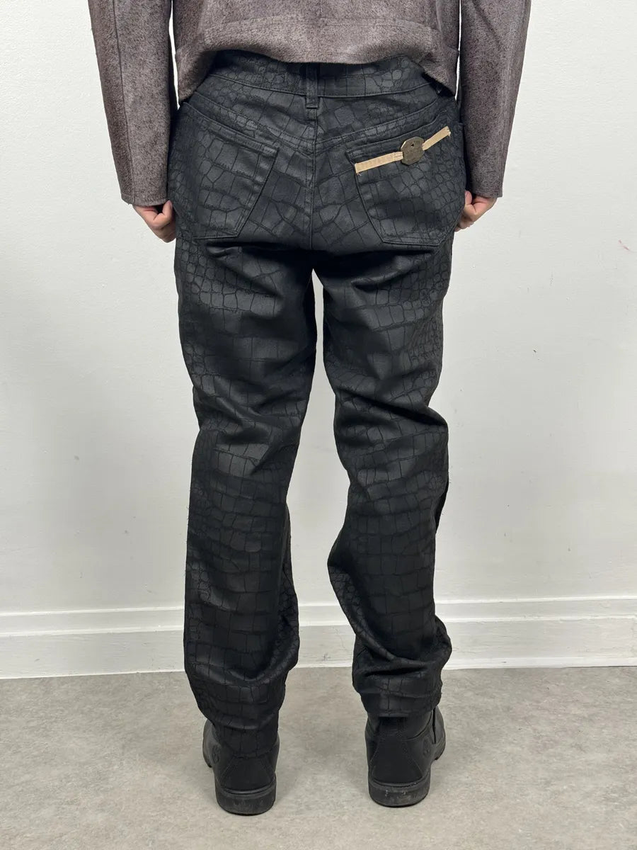 2000s Roberto Cavalli Black Crocodile Effect Obscure Pants rCuSfjL 2