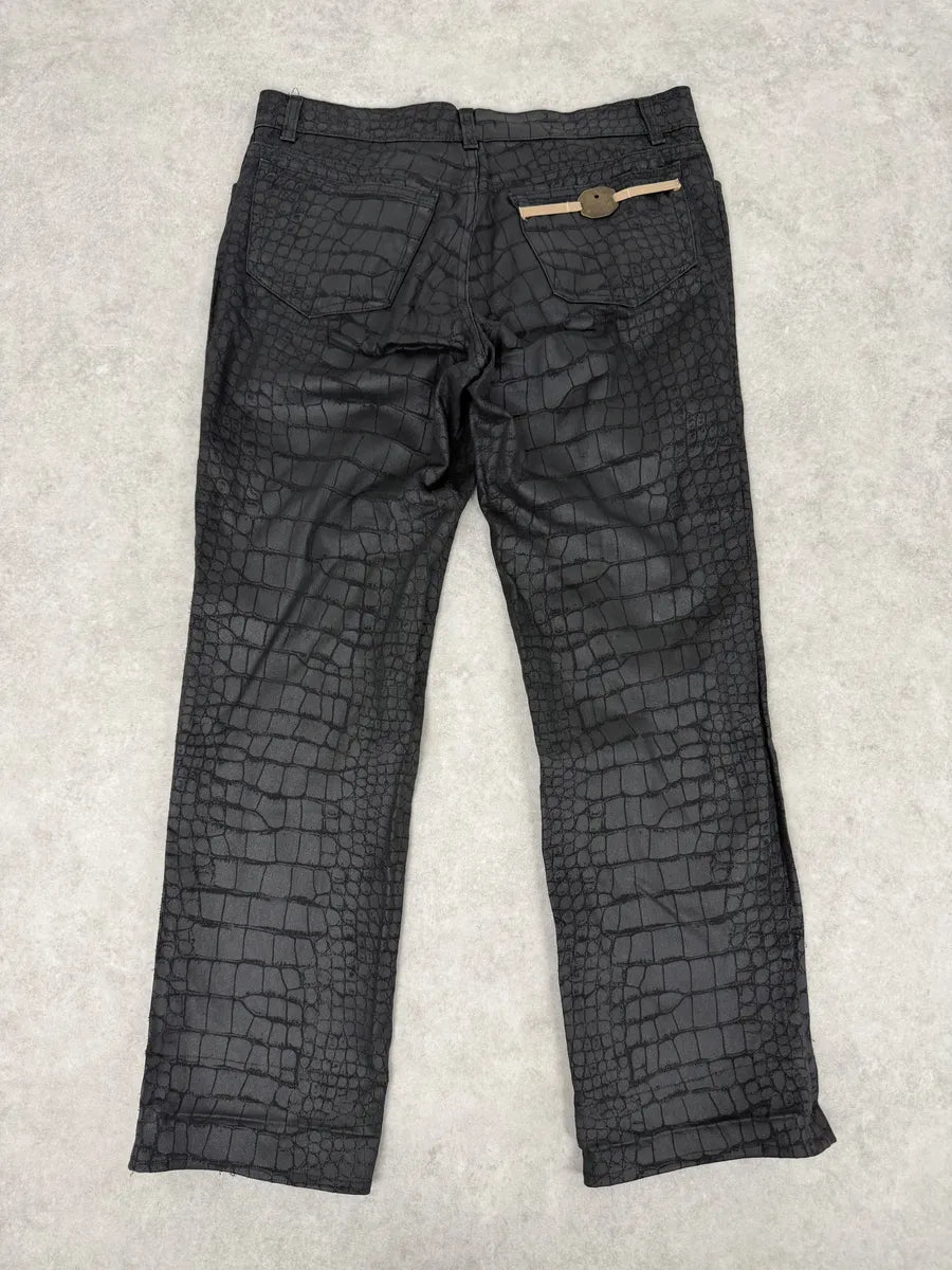 2000s Roberto Cavalli Black Crocodile Effect Obscure Pants rCuSfjL 4