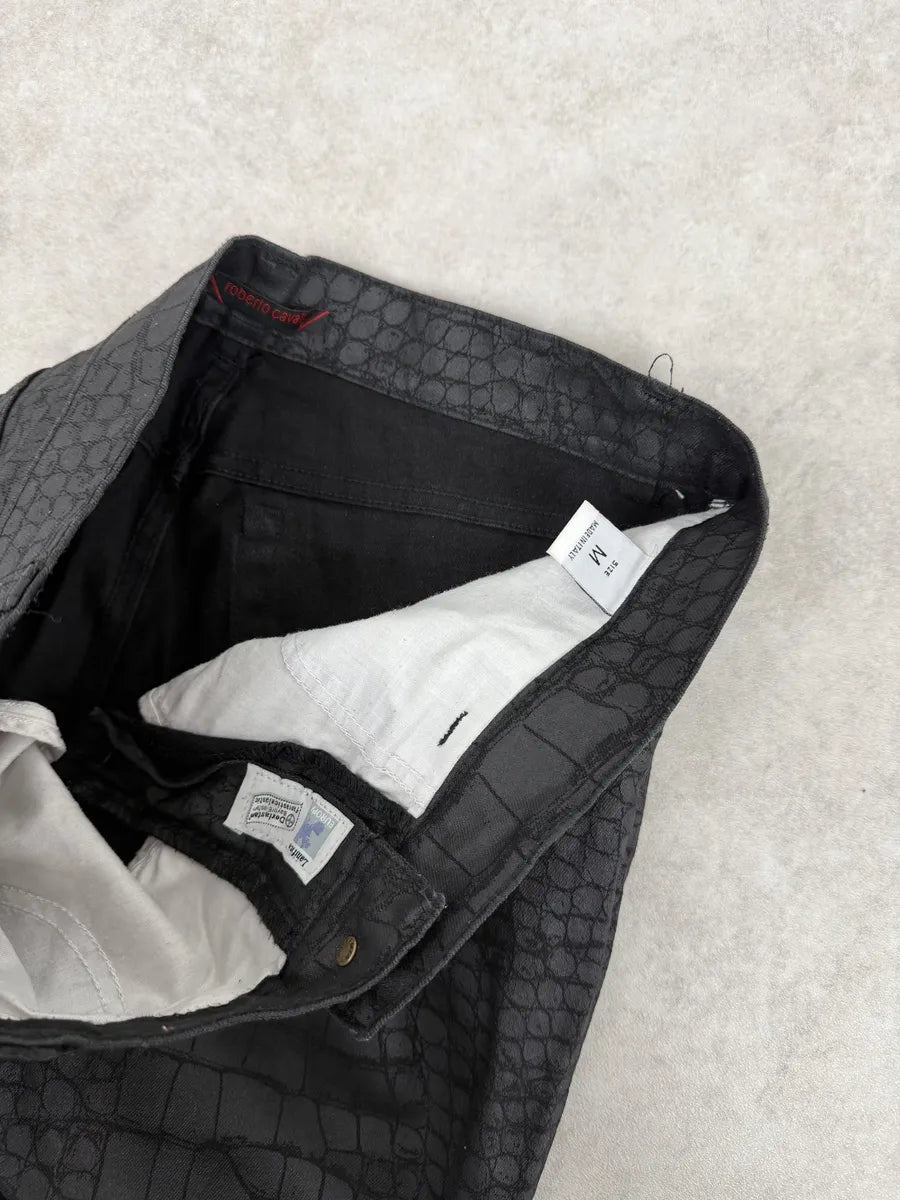 2000s Roberto Cavalli Black Crocodile Effect Obscure Pants rCuSfjL 5