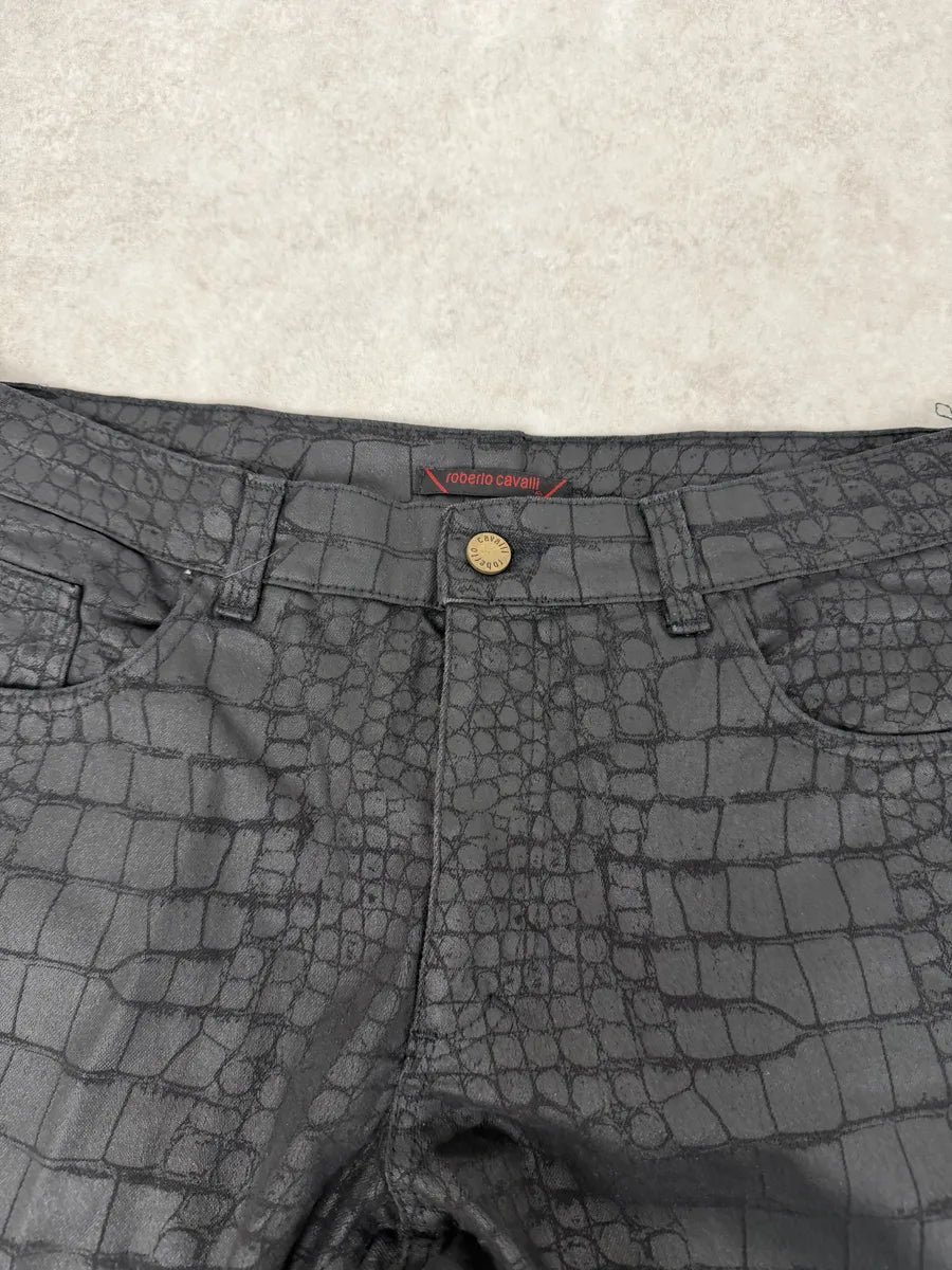 2000s Roberto Cavalli Black Crocodile Effect Obscure Pants rCuSfjL 7