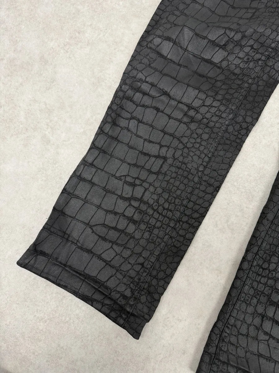 2000s Roberto Cavalli Black Crocodile Effect Obscure Pants rCuSfjL 8