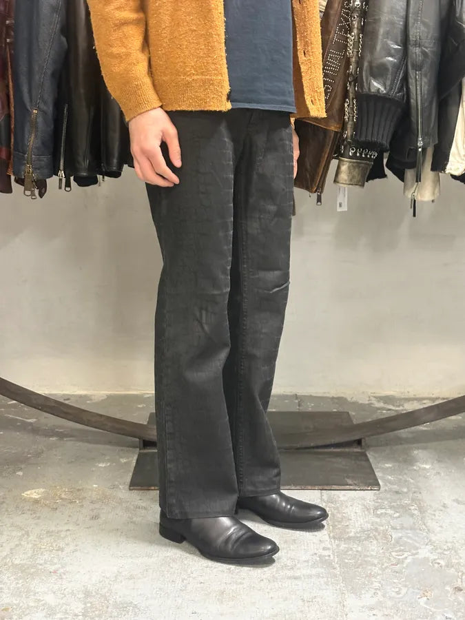 2000s Roberto Cavalli Black Crocodile Effect Obscure Pants yOQtZOr 2