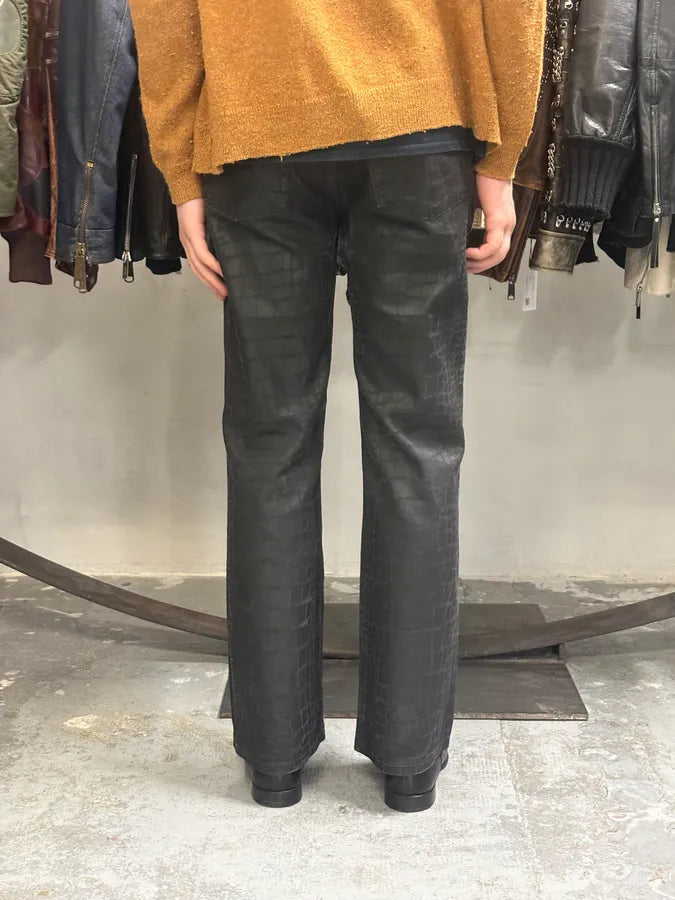 2000s Roberto Cavalli Black Crocodile Effect Obscure Pants yOQtZOr 3