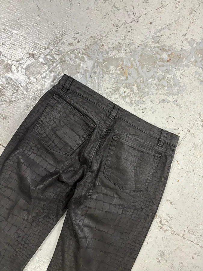 2000s Roberto Cavalli Black Crocodile Effect Obscure Pants yOQtZOr 7