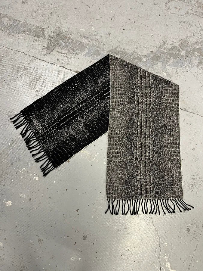 2000s Roberto Cavalli Black Crocodile Wool Scarf bJpXRjm 0