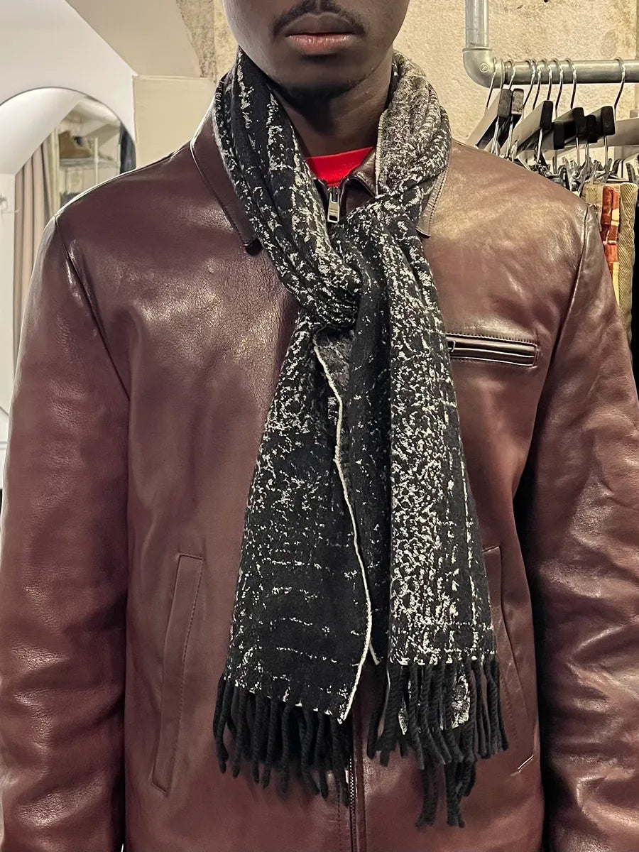 2000s Roberto Cavalli Black Crocodile Wool Scarf bJpXRjm 1