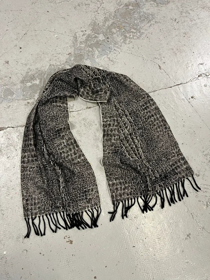2000s Roberto Cavalli Black Crocodile Wool Scarf bJpXRjm 3