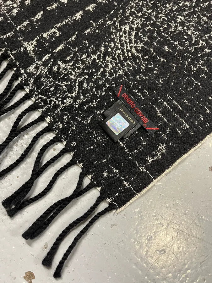 2000s Roberto Cavalli Black Crocodile Wool Scarf bJpXRjm 6