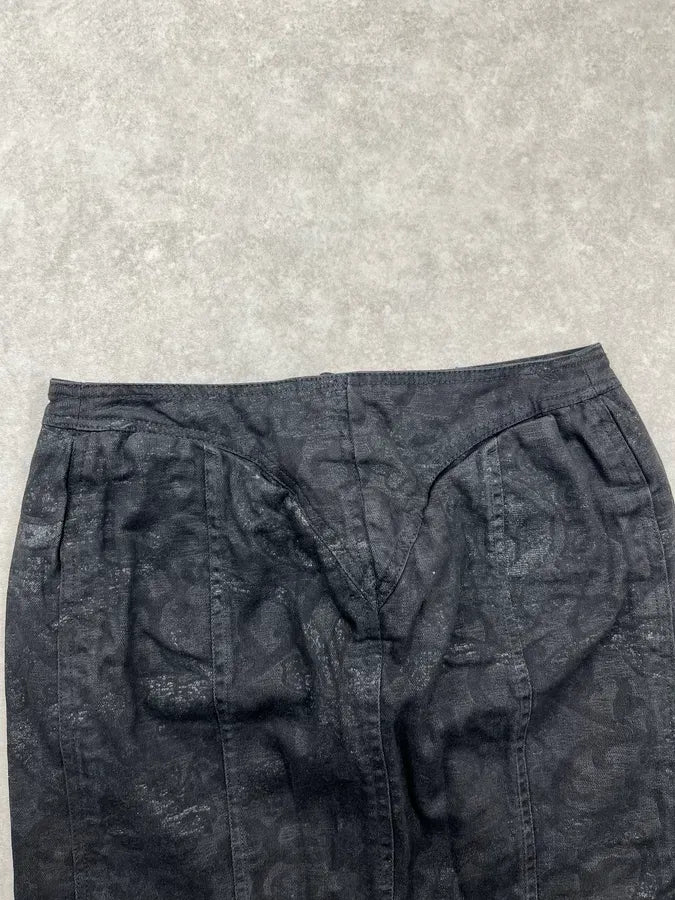 2000s Roberto Cavalli Black Damask Midi Skirt tBWjeNr 6