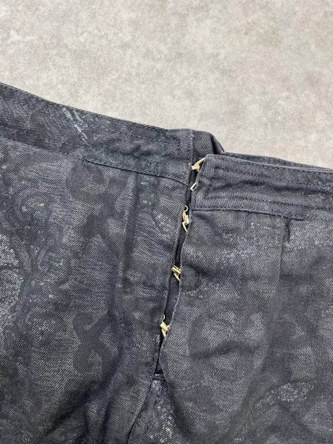 2000s Roberto Cavalli Black Damask Midi Skirt tBWjeNr 8