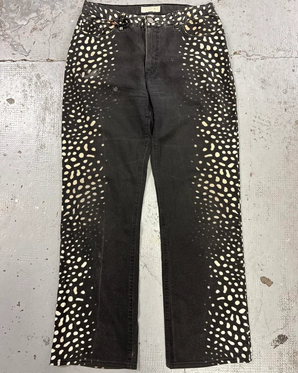 2000s Roberto Cavalli Black Denim Polka Dot Jeans UwZpeUW 0