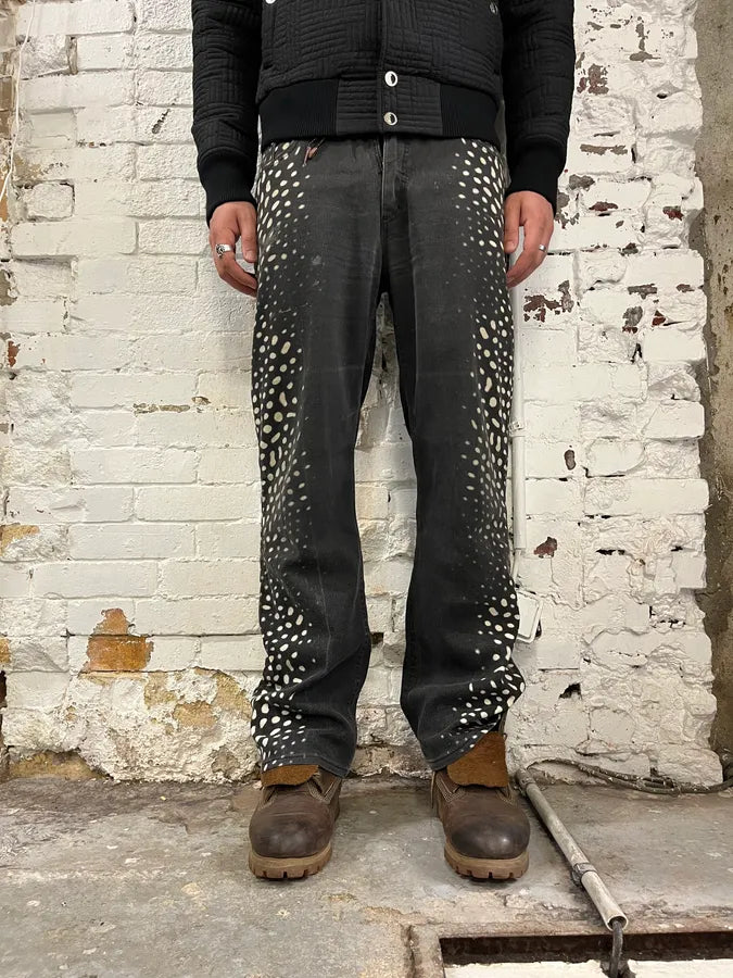 2000s Roberto Cavalli Black Denim Polka Dot Jeans UwZpeUW 2