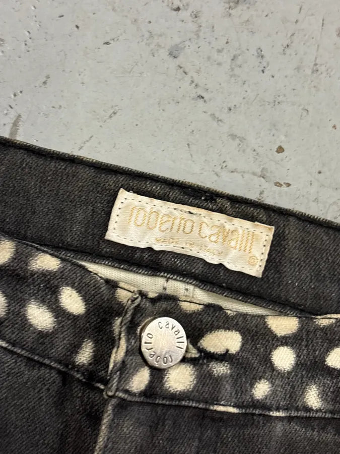 2000s Roberto Cavalli Black Denim Polka Dot Jeans UwZpeUW 8