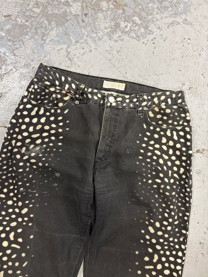 2000s Roberto Cavalli Black Denim Polka Dot Jeans UwZpeUW 5