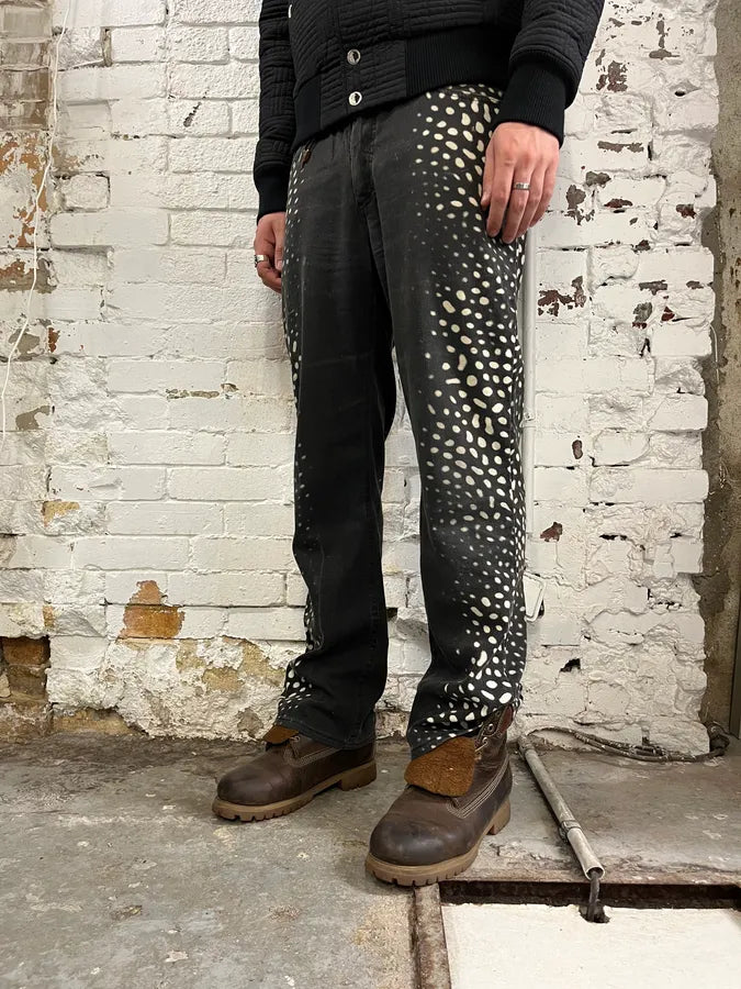 2000s Roberto Cavalli Black Denim Polka Dot Jeans UwZpeUW 3