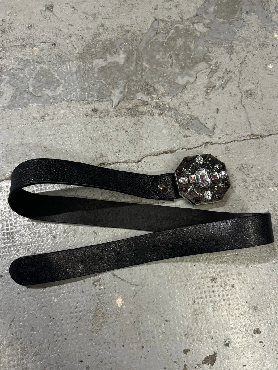2000s Roberto Cavalli Black Embellished Buckle Leather Belt (OS) RWZtvas 2