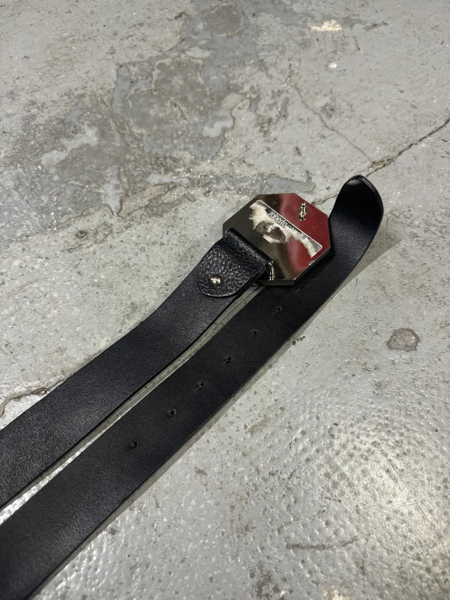 2000s Roberto Cavalli Black Embellished Buckle Leather Belt (OS) RWZtvas 4