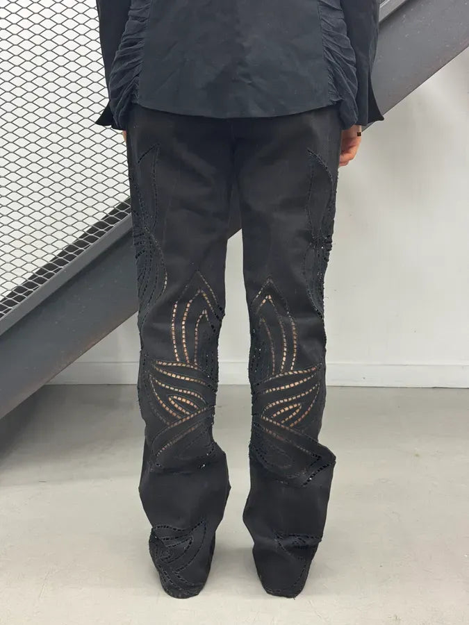 2000s Roberto Cavalli Black Embroidered Floral Jeans LothSTC 1