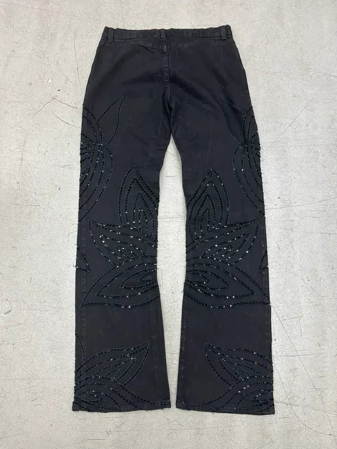 2000s Roberto Cavalli Black Embroidered Floral Jeans LothSTC 7