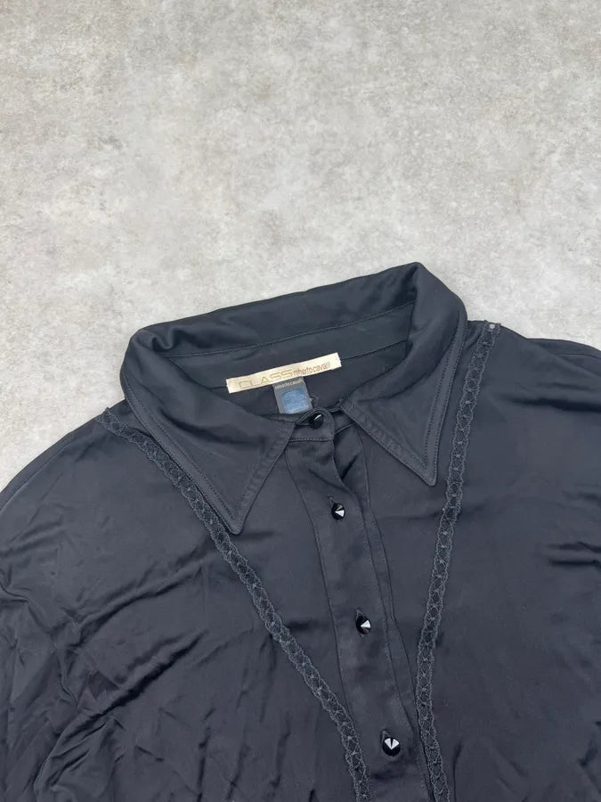 2000s Roberto Cavalli Black Embroidered Polo Longsleeve VRzChPn 3