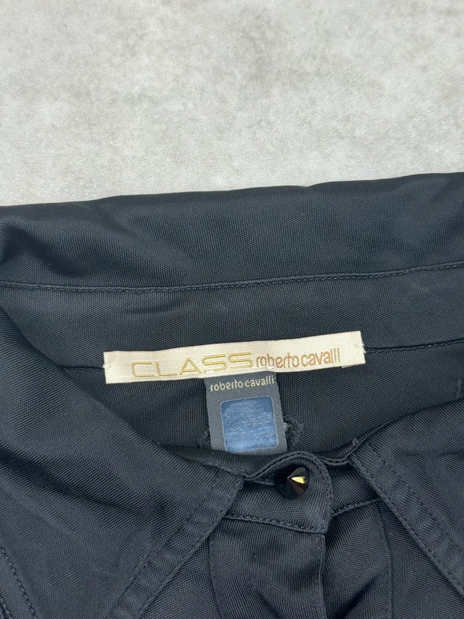 2000s Roberto Cavalli Black Embroidered Polo Longsleeve VRzChPn 6