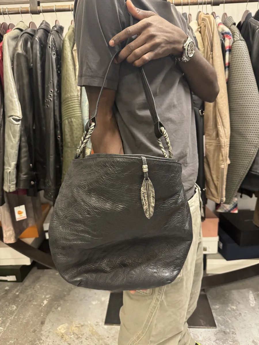 2000s Roberto Cavalli Black Feather Shoulder Bag qcgXxiD 2