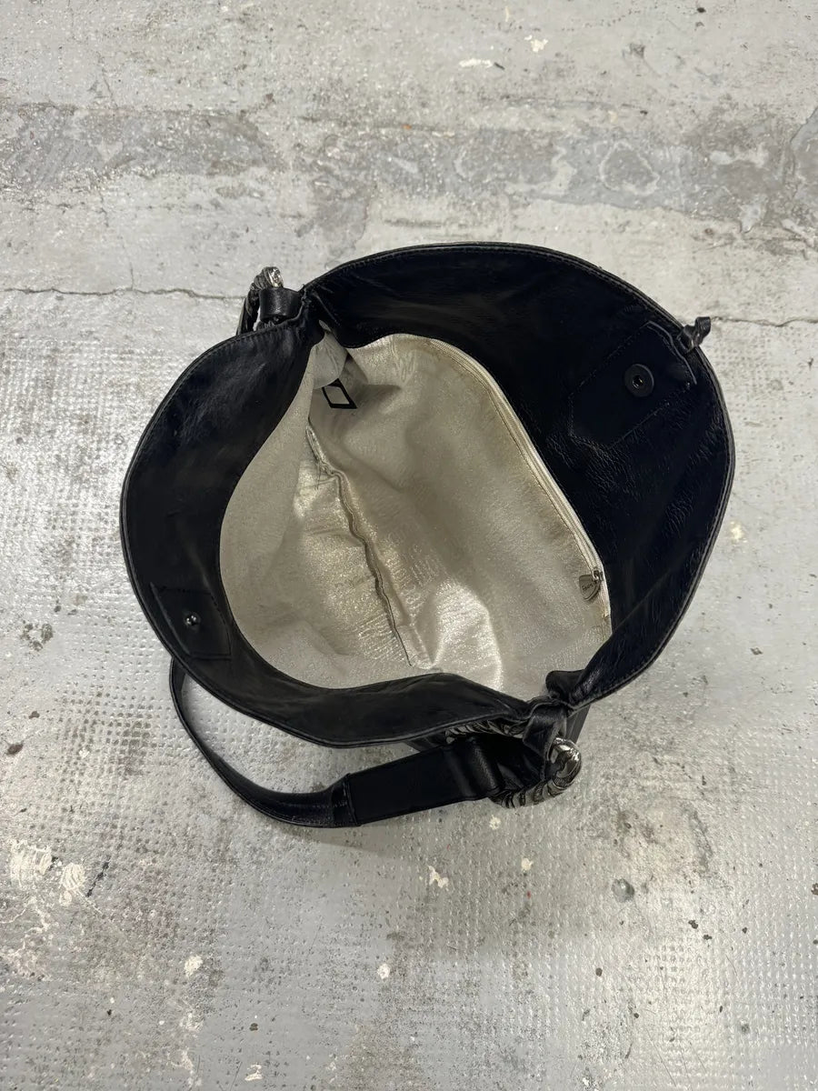 2000s Roberto Cavalli Black Feather Shoulder Bag qcgXxiD 6