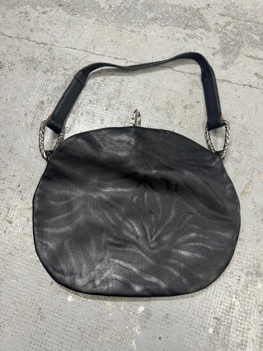 2000s Roberto Cavalli Black Feather Shoulder Bag qcgXxiD 8