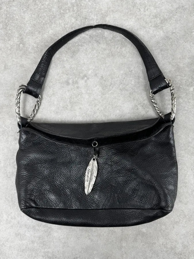 2000s Roberto Cavalli Black Feather Shoulder Bag xZYfUah 0