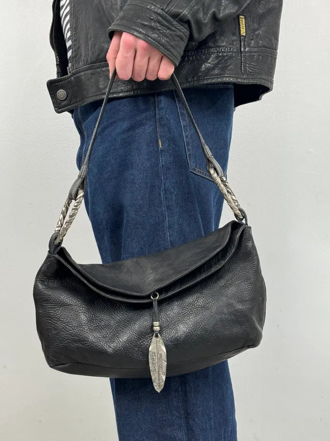 2000s Roberto Cavalli Black Feather Shoulder Bag xZYfUah 2