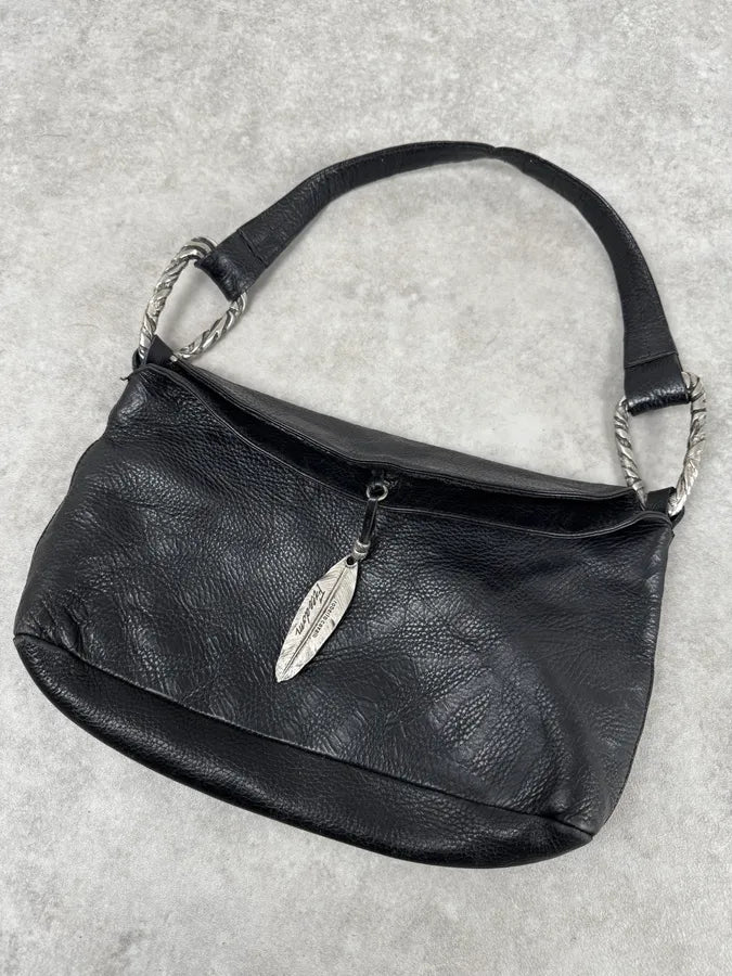 2000s Roberto Cavalli Black Feather Shoulder Bag xZYfUah 5