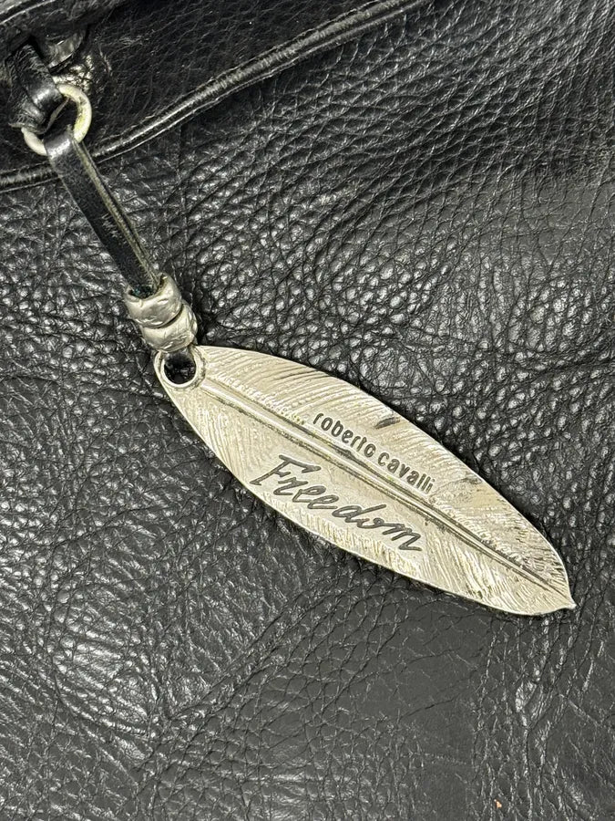 2000s Roberto Cavalli Black Feather Shoulder Bag xZYfUah 7