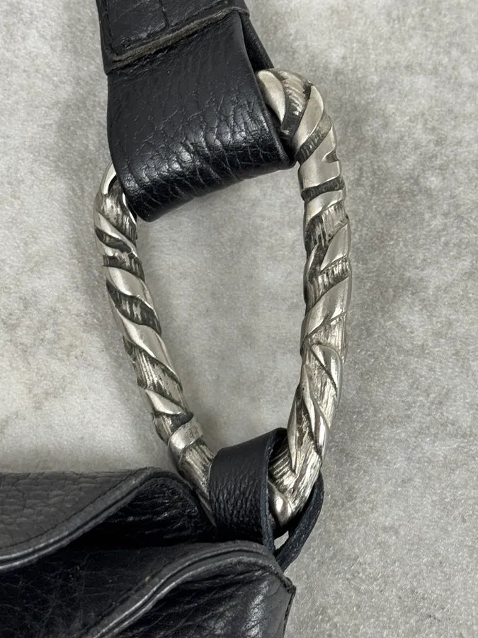 2000s Roberto Cavalli Black Feather Shoulder Bag xZYfUah 8