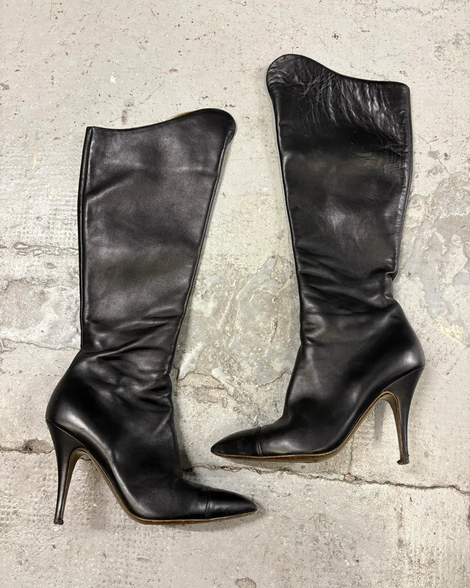 2000s Roberto Cavalli Black Leather Ankle Boots (38eu/us5.5) OzTUktv 0