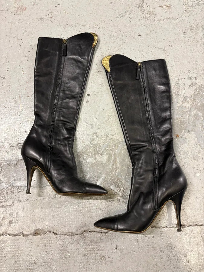 2000s Roberto Cavalli Black Leather Ankle Boots (38eu/us5.5) OzTUktv 1