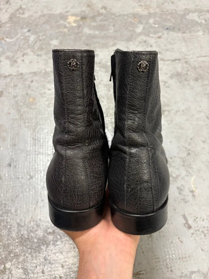 2000s Roberto Cavalli Black Leather Boots aOJRiEi 6