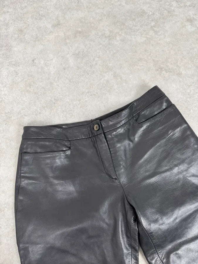 2000s Roberto Cavalli Black Leather Distressed Pants DpagAqO 6