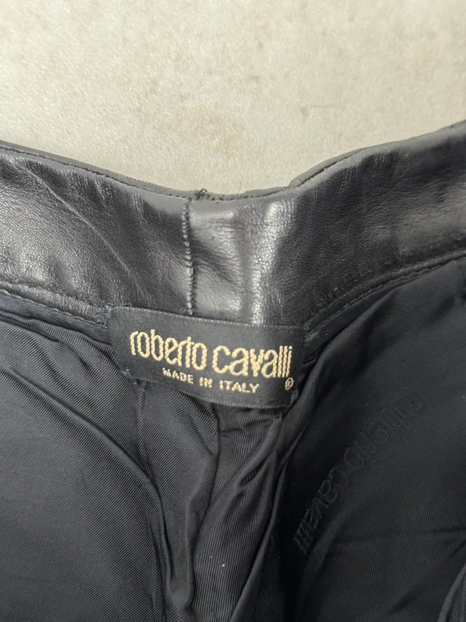 2000s Roberto Cavalli Black Leather Distressed Pants DpagAqO 9