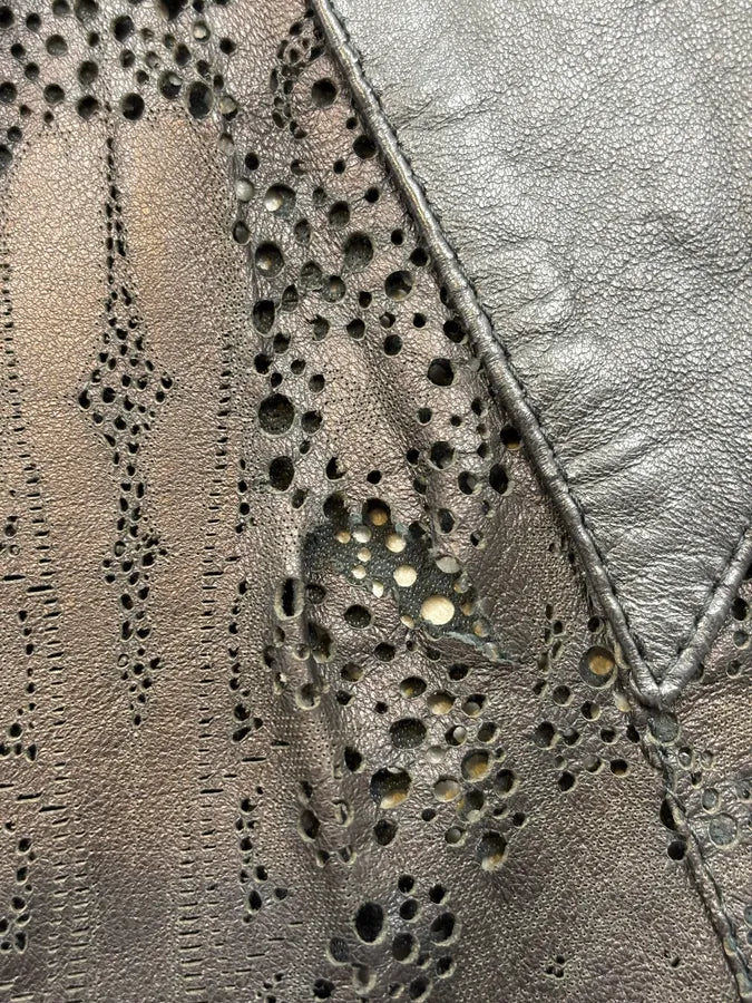 2000s Roberto Cavalli Black Leather Distressed Pants DpagAqO 10