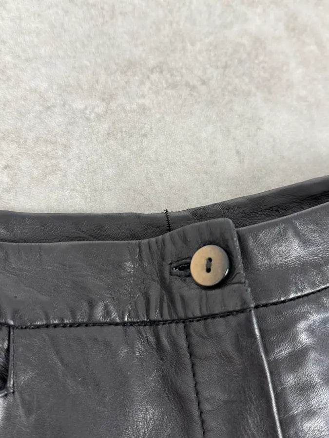 2000s Roberto Cavalli Black Leather Distressed Pants DpagAqO 10