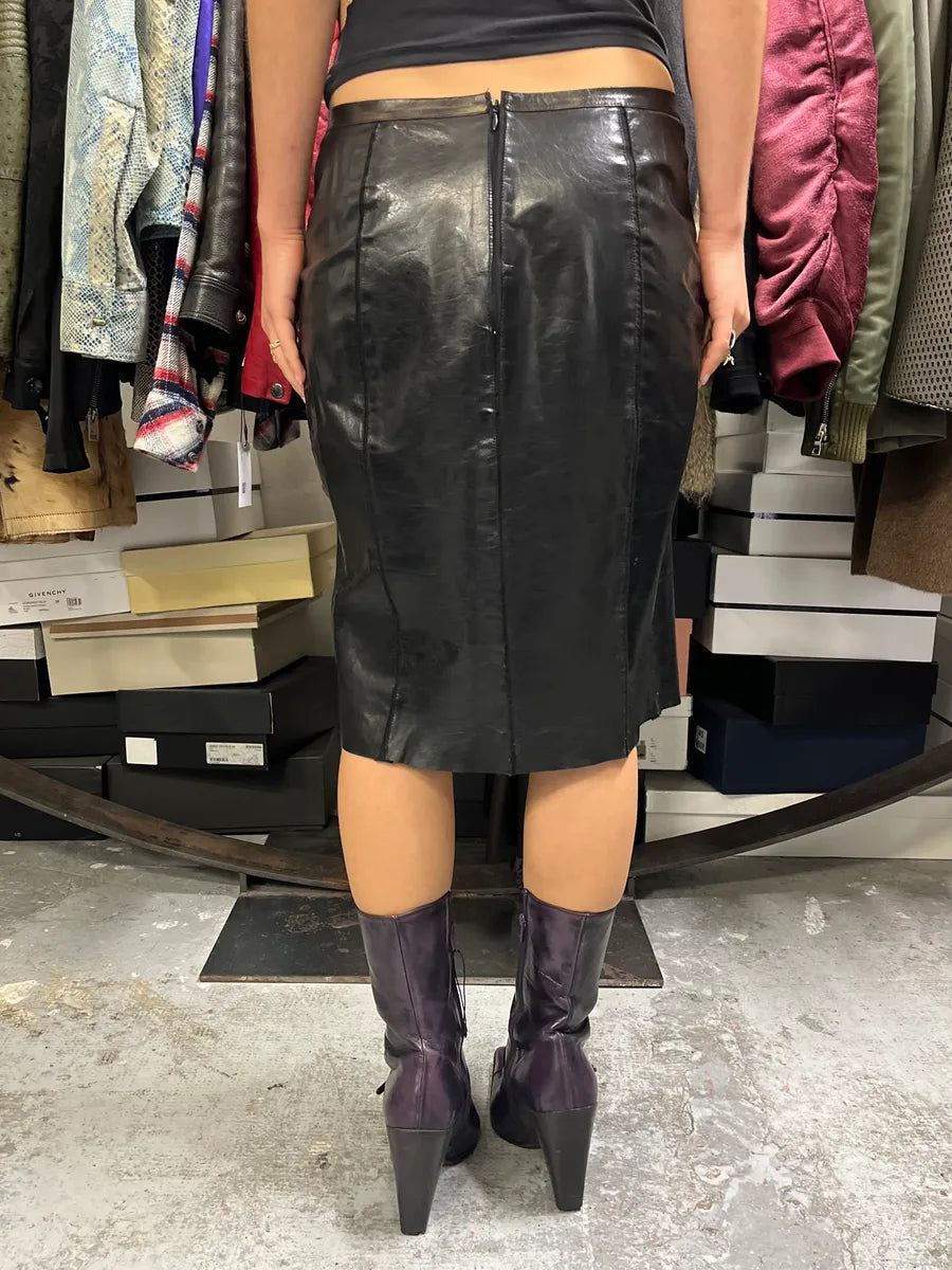 2000s Roberto Cavalli Black Leather Premium Skirt LZggSQR 2