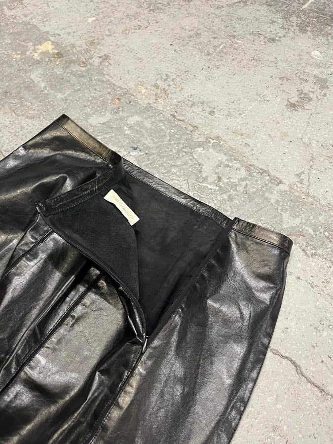 2000s Roberto Cavalli Black Leather Premium Skirt LZggSQR 6