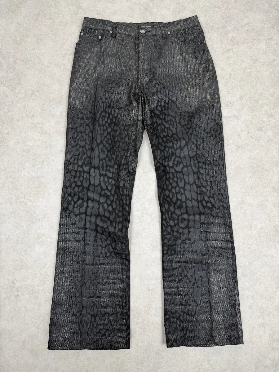 2000s Roberto Cavalli Black Leopard Pants DPfnaIc 0