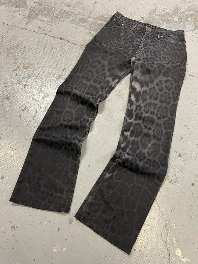 2000s Roberto Cavalli Black Leopard Print Pants nDuBjDC 2
