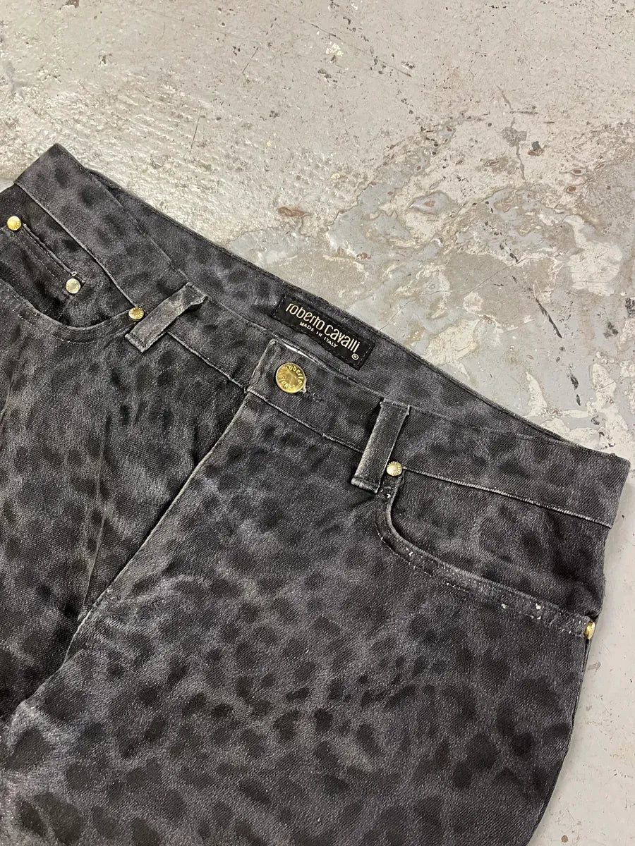 2000s Roberto Cavalli Black Leopard Print Pants nDuBjDC 5
