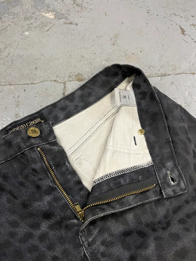2000s Roberto Cavalli Black Leopard Print Pants nDuBjDC 8