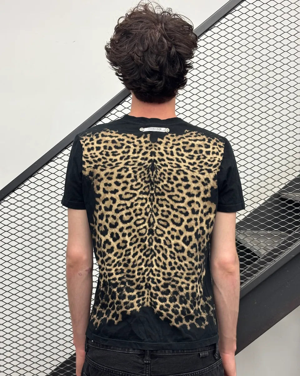 2000s Roberto Cavalli Black Leopard Print T-Shirt xZvIrGC 2