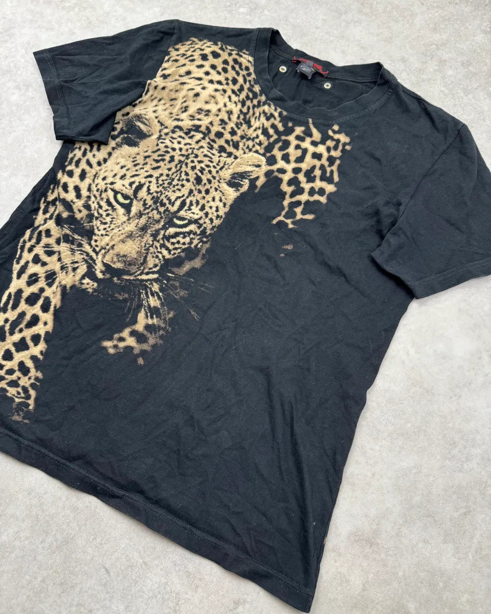2000s Roberto Cavalli Black Leopard Print T-Shirt xZvIrGC 3