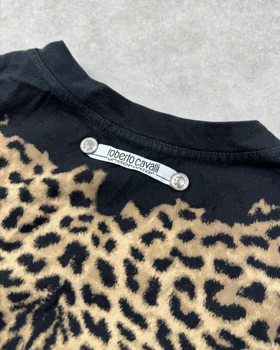 2000s Roberto Cavalli Black Leopard Print T-Shirt xZvIrGC 9